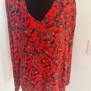Hinge Red Floral Women's Blouse
